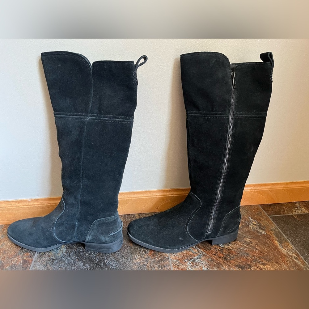 Women’s UGG Sorensen black suede tall zipper waterproof classic  boots. Size 9.5 - Picture 4 of 16